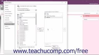 OneNote 2016 Tutorial Customizing the Quick Access Toolbar and Ribbon Microsoft Training