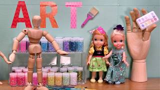 We needed art supplies...then this happened ! Elsa & Anna toddlers - Barbie dolls