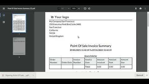 POS Invoice Summary Report Odoo