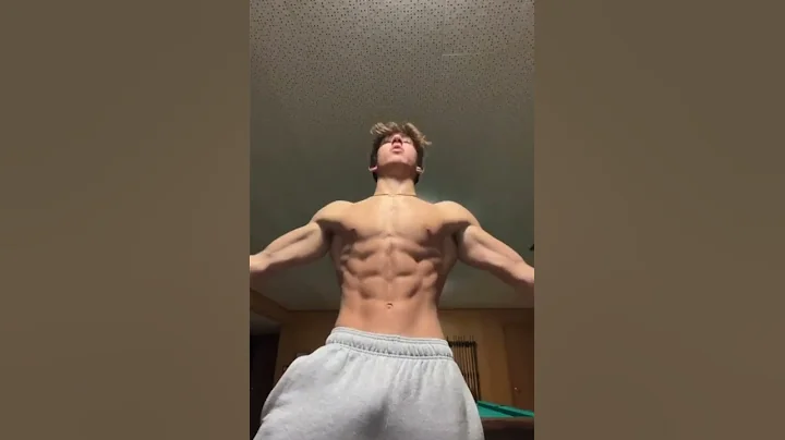 Micah Robbins- 15 year old bodybuilder flexing; In...