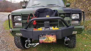 M1028A2 CUCV Project: - Added a 24V, 25000 lb Australian Sherpa Winch; custom bumper