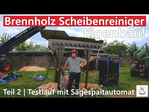 Eigenbau Brennholz Scheibenreiniger | Teil 2 | Testlauf mit Sägespaltautomat | TikTok Video Hit