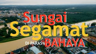 03012022 Air Sungai Segamat Bandar Di Paras Bahaya Malaysia Drone View 4K