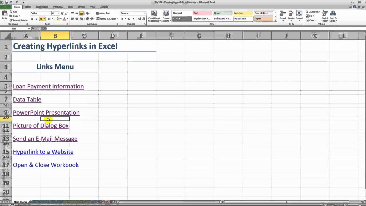 How To Create Hyperlinks In Excel Youtube