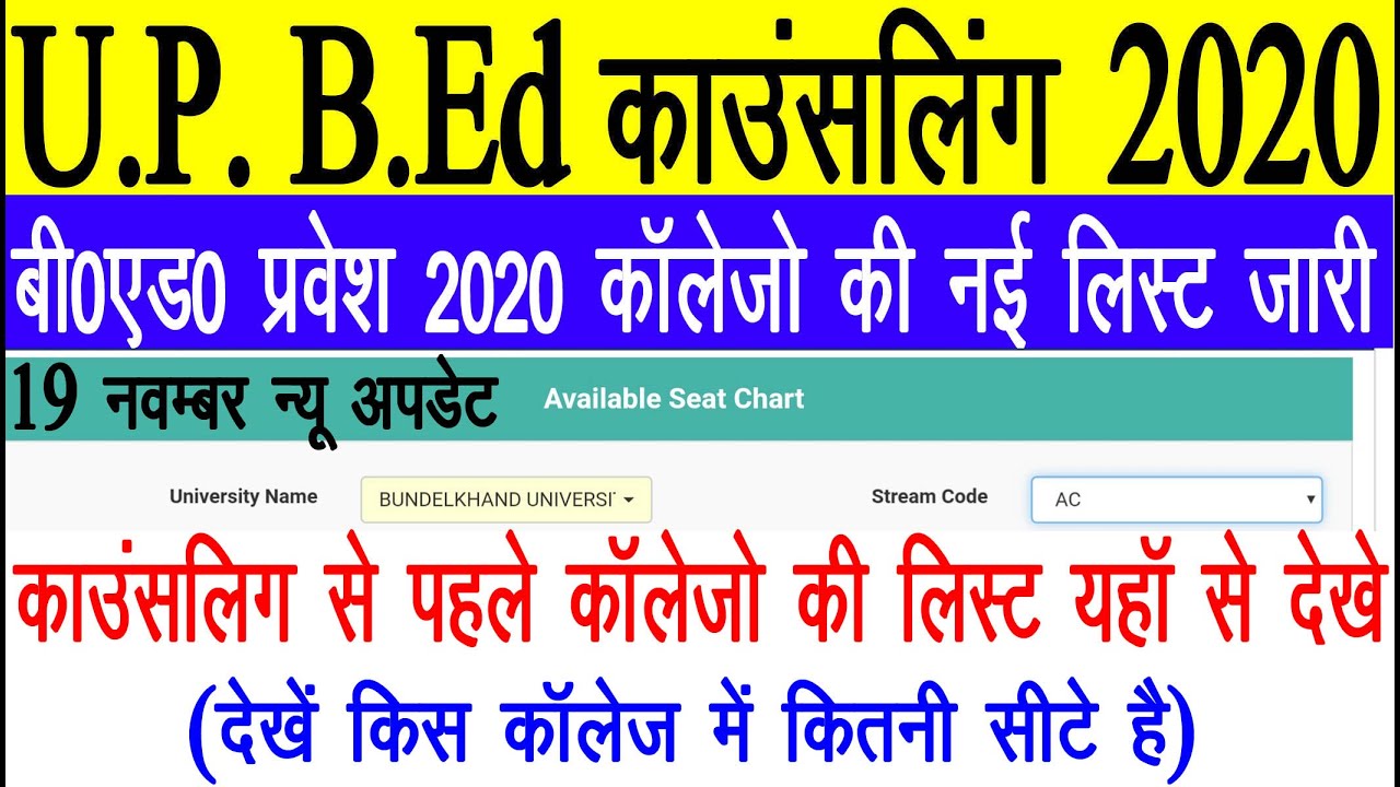 up bed college list 2020 | up bed government college seats  | up bed 2020 counselling process