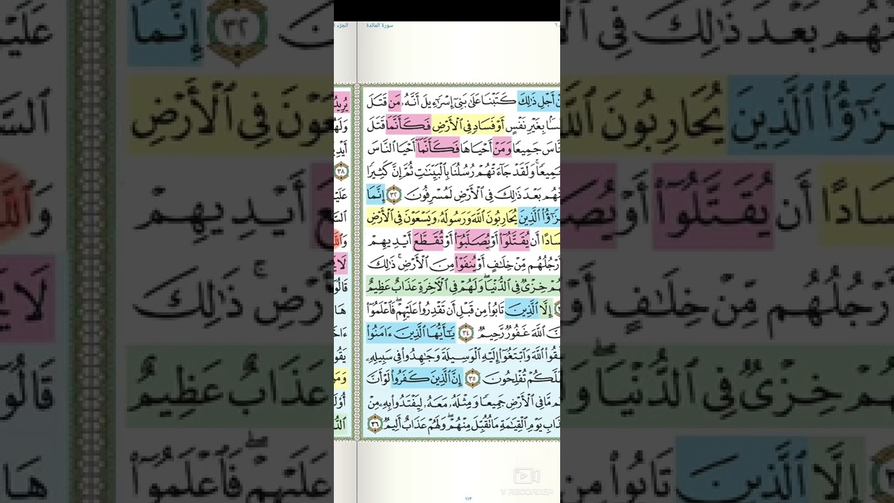 تثبيت وتربيط الربع الرابع من سورة المائدة(يأيها الرسول لا يحزنك الذين يسارعون فى الكفر )