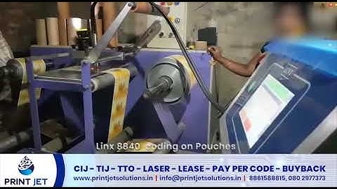 Linx 8840 Coding on Pouches on winder Rewinder application