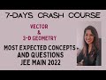 7 Days Crash Course | JEE main 2022 |July Attempt | Vector & 3D Geometry | Namrata Jaysinghani