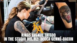 Panther Head Tattoo by Becca Genné-Bacon | In The Studio Vol. 82 American Traditional Jaguar Head