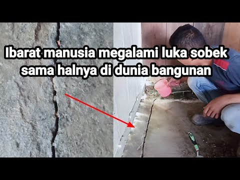 cara memperbaiki lantai retak/cara menambal beton yang retak