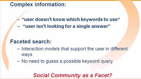 Communty Driven Faceted Search in Pharos