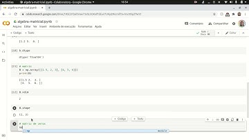 Operações elementares de matrizes no python (google colab)