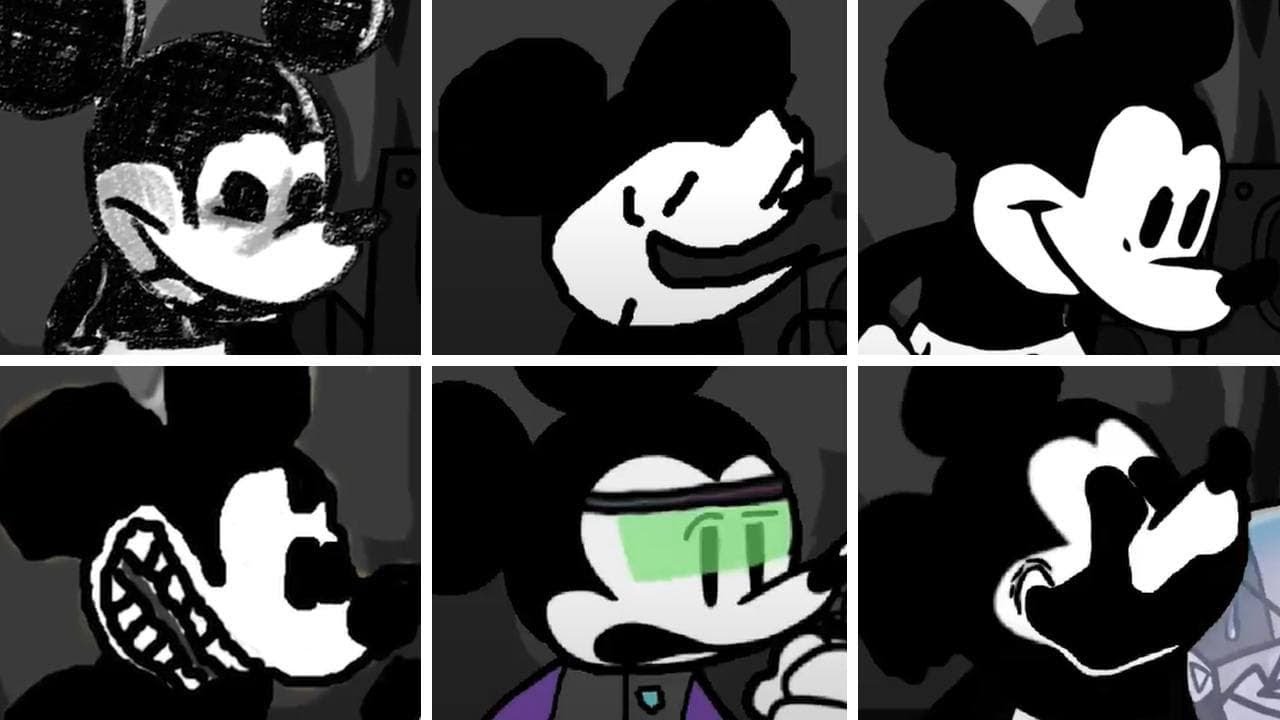 Friday Night Funkin' Deathly Happy but everytime it's Mickey Mouse turn a Different Skin Mod is used