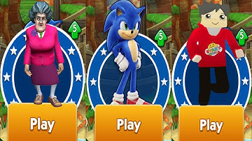 Sonic Dash vs Scary Teacher 3D Run vs Ryan Roblox Runner - All Characters Unlocked Showcase