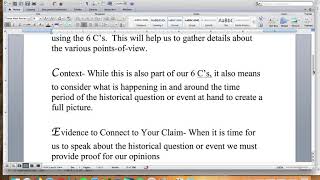 6 Cs of Primary Source Analysis Video