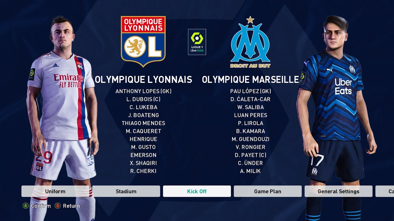 Olympique Lyon - Olympique Marseille | Ligue 1 Derby | PES 2021 Gameplay | No Commentary |