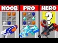 Minecraft Battle: NOOB vs PRO vs HEROBRINE: SUPER NERF GUN CRAFTING CHALLENGE / Animation