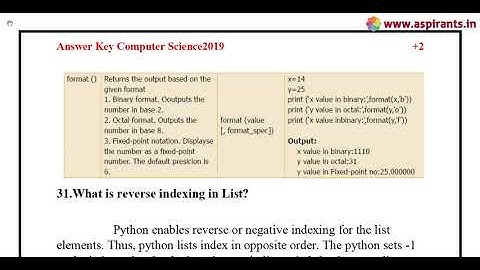 12th Computer Science Quarterly Exam Answer Keys 2019-20 | English Medium | Team Aspirants