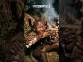 Satisfying Hadzabe Mukbang: Tearing Into Roasted Buffalo Ribs 🔥 #shorts #hadzabetribe  #triballife