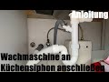 Wachmaschine an Küchensiphon (Abfluss) anschließen und in Betrieb nehmen AEG 7000er Serie Anleitung