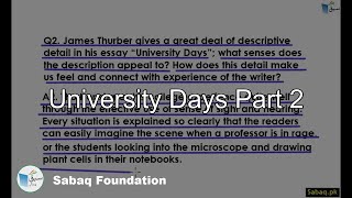 University Days Part 2, English Lecture | Sabaq.pk