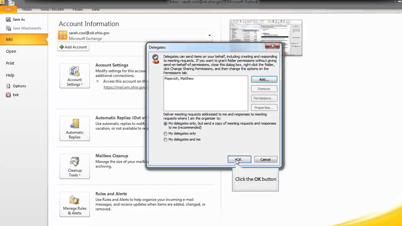Outlook Adding Delegates YouTube
