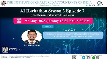 AI Hackathon S3 Ep-7: UC 8 – Database of Real-Time Client Conv for Custom ChatGPT – CA Krupal Shah