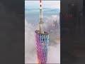 Aerial view of Canton Tower in fog #Shorts