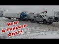 F250 Pulls out a Stuck Semi Truck!!!