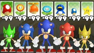 New Super Mario Bros. Wii - All Sonic Power-Ups All World