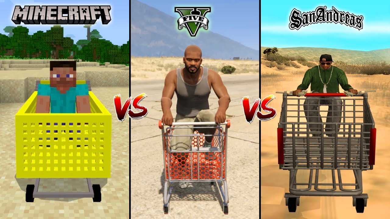 MINECRAFT SHOPPING CART VS GTA 5 SHOPPING CART VS GTA SAN ANDREAS
