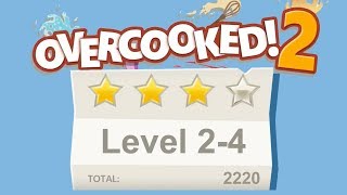 Overcooked 2. Level 2-4. 4 stars. 2 player Co-op