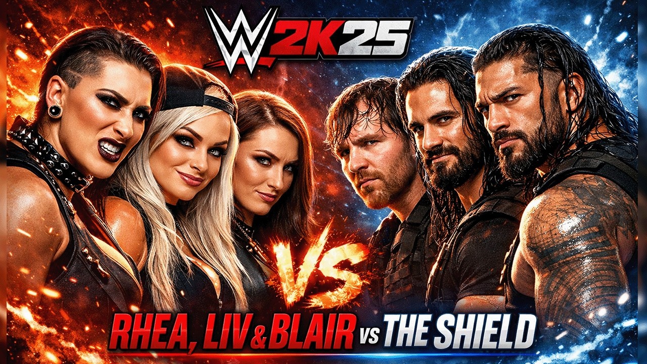 WWE 2K25 LIVE 🔥 The Shield vs Blair Davenport, Liv Morgan and Rhea Ripley Showdown