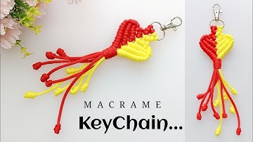 Macrame Heart Keychain | Heart Shaped Macrame Pattern | Heart Keyring with Macrame Cord