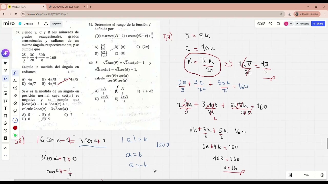 SOLUCIONARIO SIMULACRO UNI 2026 TRIGONOMETRIA