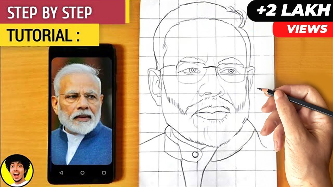 Prime minister of India: Narendra Modi drawing. Colour pencil portrait.  Anusree Singh Arts. - YouTube