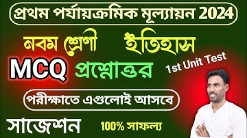 class 9 1st unit test  mcq question answer 2024 | class 9 history 1st unit test mcq suggestion