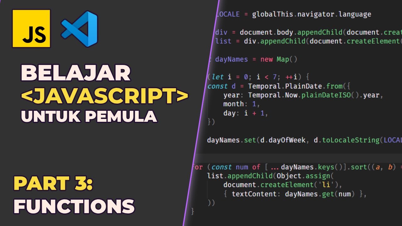 Belajar JavaScript Untuk Pemula 2025 | Part 3: Functions - YouTube