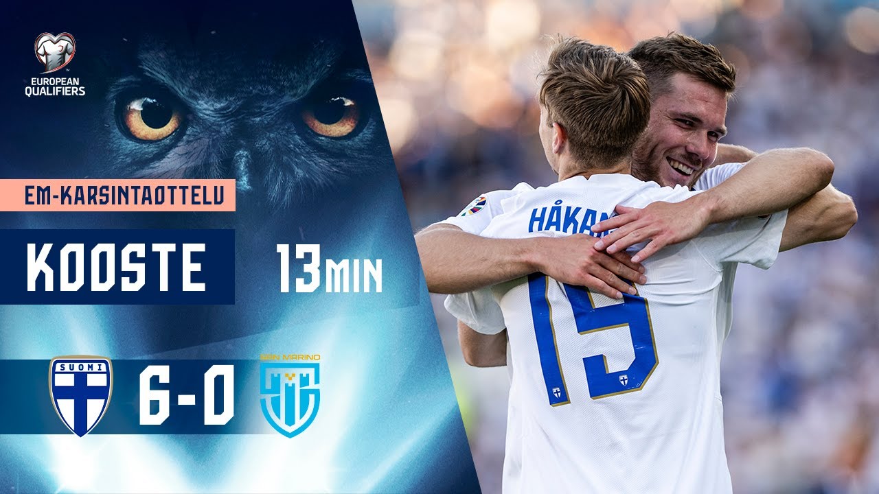 Huuhkajat Highlights (13 min.) | Suomi–San Marino 6–0 | UEFA EURO 2024  -karsinnat | 19.6.2023 - YouTube
