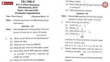 BCA 1ST SEM COMPUTER ORGANISATION C 2019 | VBSPU