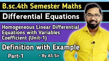 B.sc.4th Semester Maths | Differential Equation | Homogeneous Differential Equation | ddu gkp Part-1
