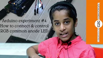 Arduino experiment/tutorial #4 - How to connect code and control common anode RGB LED - code2create