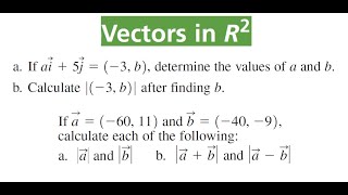 MAGNITUDES OF VECTORS a, b, (a + b) & (a - b)