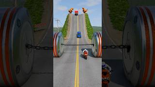 Cars &amp; Ambulance Van vs Chained Hydraulic Crush - BeamNG.Drive