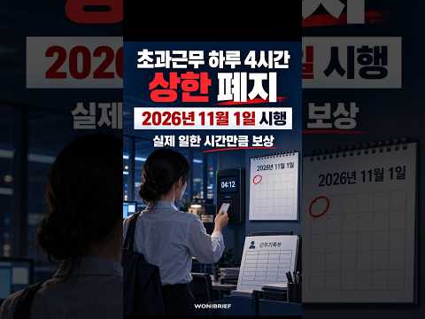 공무원 초과근무 하루 4시간 상한 폐지, 11월부터 시행｜워니브리프 · 2026.09.16 #공무원 #초과근무 #시간외수당 #공무원수당 #인사혁신처 #근무수당 #11월시행