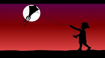 Boy Flying Kite in Moonlight || MS Paint Drawing || Easy Drawing Tutorial || Sketchy Universe.