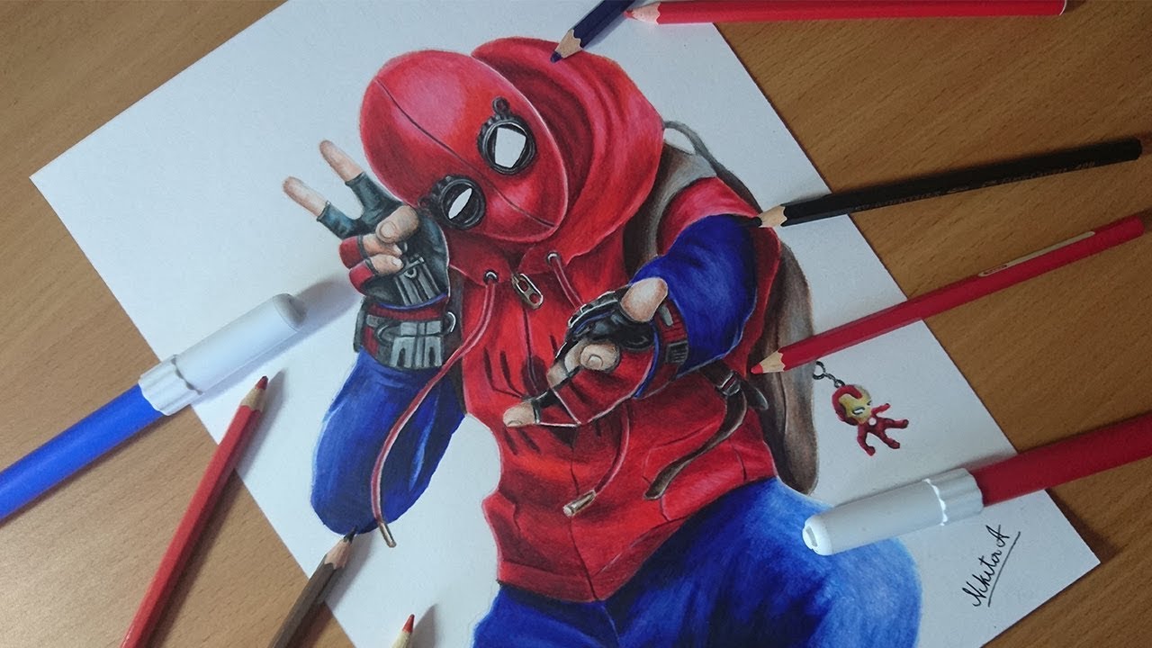 Drawing Spiderman Homecoming Ps4 Version 3d Art Speed Drawing Marvel By R R Fineart