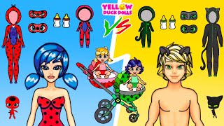 Paper dolls Miraculous LADYBUG and CAT NOIR become parents by YELLOW DUCK DOLLS 25,632 views 2 years ago 9 minutes, 7 seconds