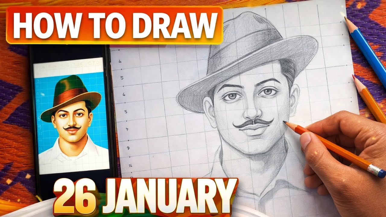 How to draw Bhagat Singh | Republic day special | Bhagat singh part 1 | VK arts 