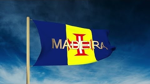 Madeira Flag Slider Style With Title. Waving In The Wind With Cloud Background A Stock Animation